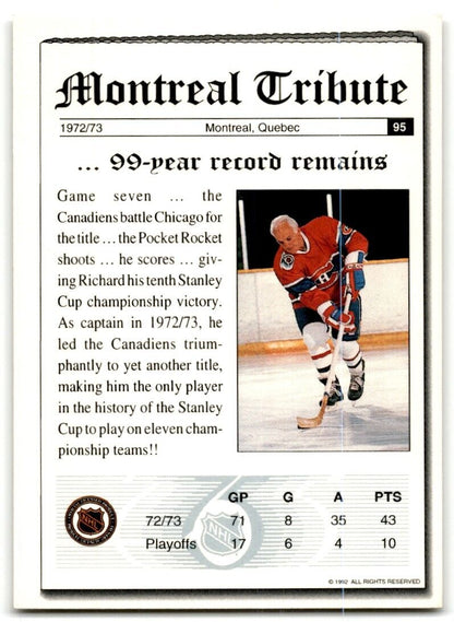 1991-92 Ultimate Original 6 The Pocket Rocket's... Montreal Canadiens #95