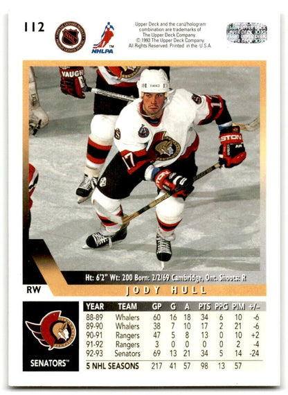 1993-94 Upper Deck Jody Hull Ottawa Senators #112