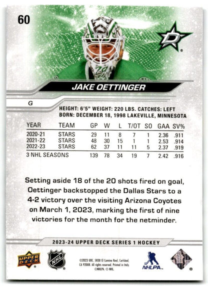 2023-24 Upper Deck Jake Oettinger Dallas Stars #60