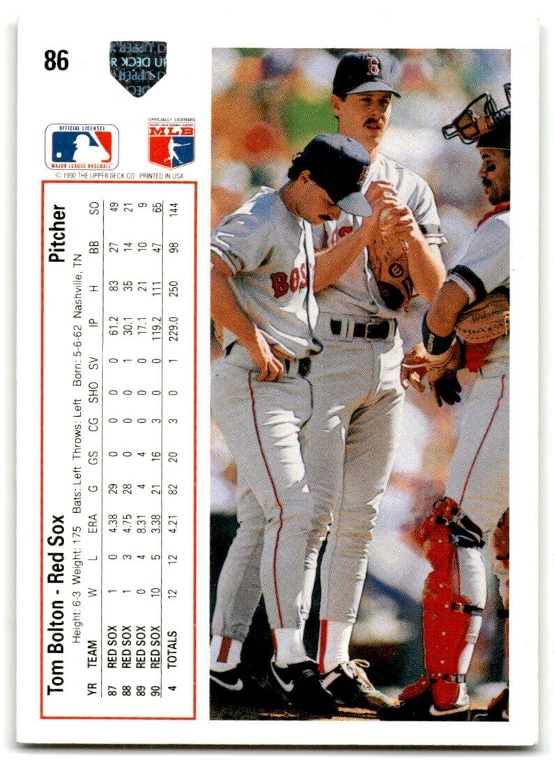 1991 Upper Deck Tom Bolton Boston Red Sox #86