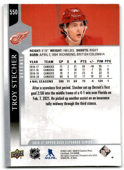 2020-21 Upper Deck Troy Stecher Detroit Red Wings #550