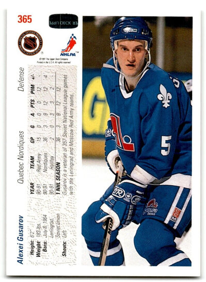 1991-92 Upper Deck Alexei Gusarov Rookie Quebec Nordiques #365