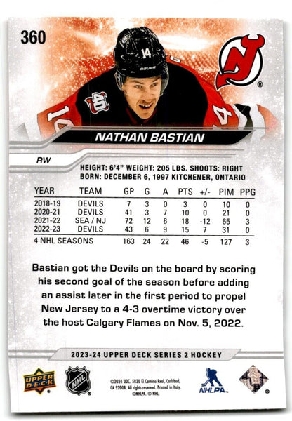 2023-24 Upper Deck Nathan Bastian New Jersey Devils #360