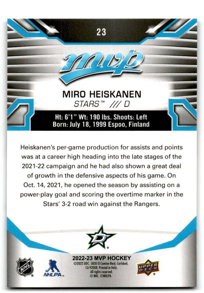 2022-23 Upper Deck MVP Miro Heiskanen Dallas Stars #23