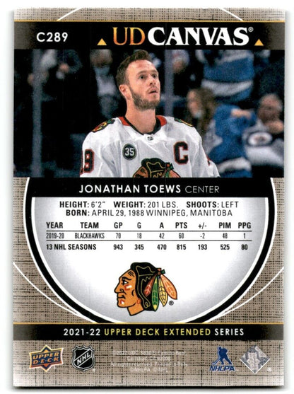 2021-22 Upper Deck UD Canvas Black Jonathan Toews Chicago Blackhawks #C289