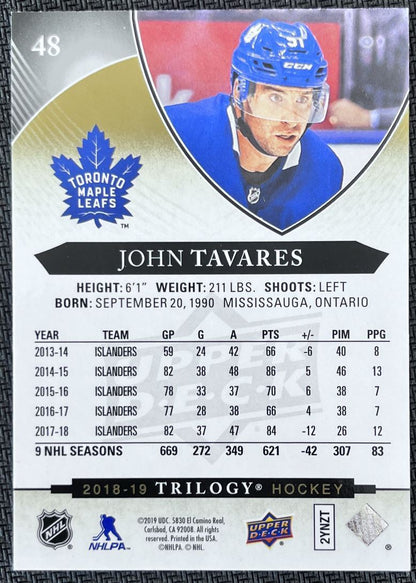 2018-19 Upper Deck Trilogy John Tavares Toronto Maple Leafs #48