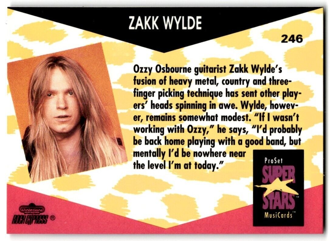 1991-92 ProSet Super Stars MusiCard Zakk Wylde #246