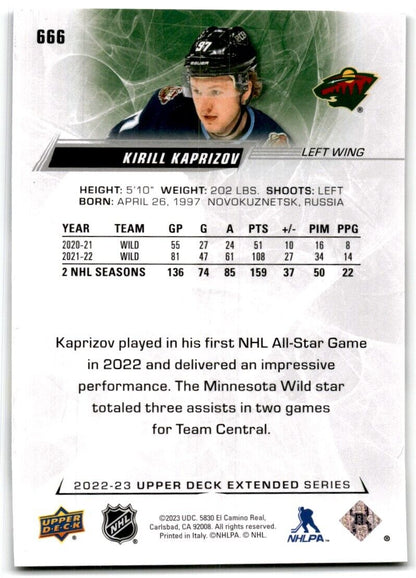 2022-23 Upper Deck Kirill Kaprizov Minnesota Wild #666