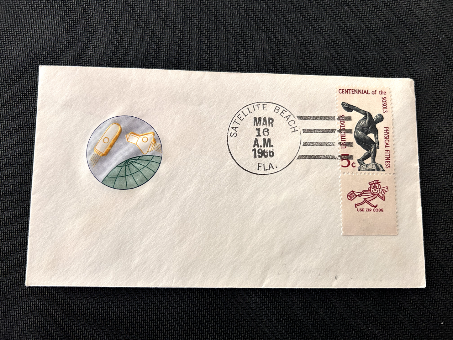 Gemini 8 rare landing cover+ cachet Satellite Beach 16.3.1966