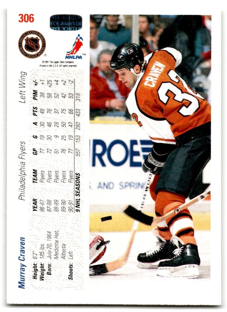 1991-92 Upper Deck Murray Craven Philadelphia Flyers #306