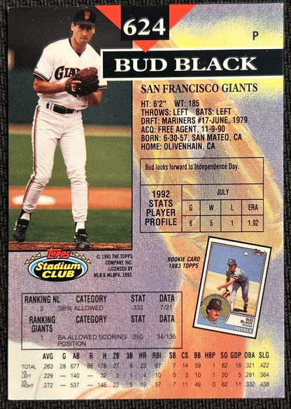 1993 Stadium Club Bud Black San Francisco Giants #624