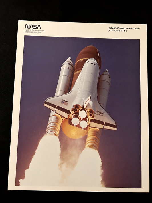 NASA Atlantis Clears Launch Tower STS Mission 51-J litho 8X10