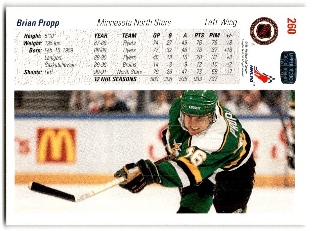 1991-92 Upper Deck Brian Propp Minnesota North Stars #260