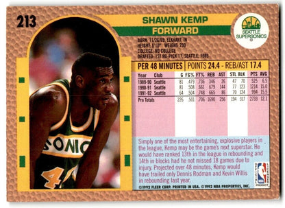 1992-93 Fleer Shawn Kemp Seattle SuperSonics #213