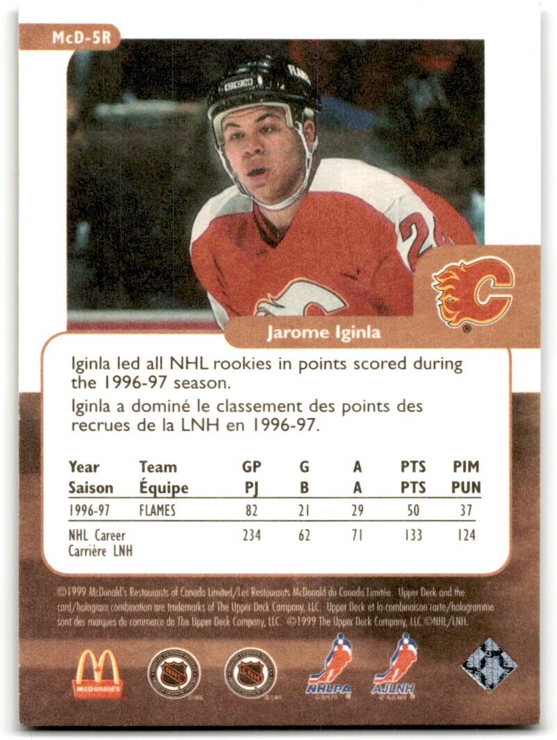 1999-00 Upper Deck Retro McDonald's Jarome Iginla Calgary Flames #MCD-5R