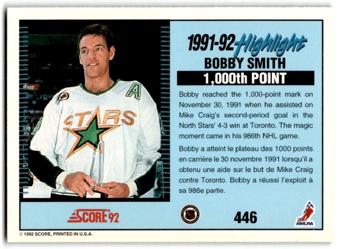 1992-93 Score Bobby Smith Minnesota North Stars #446