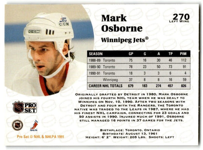 1991-92 Pro Set Mark Osborne Winnipeg Jets #270