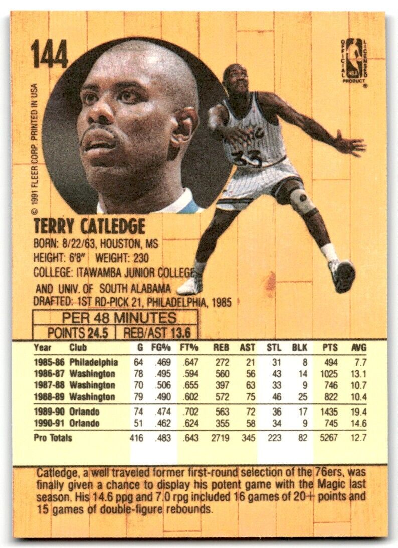 1991-92 Fleer Terry Catledge Orlando Magic #144