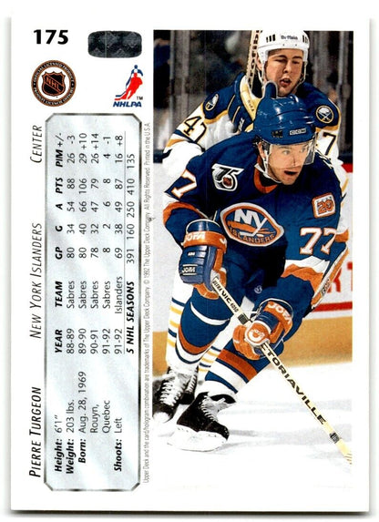 1992-93 Upper Deck Pierre Turgeon New York Islanders #175