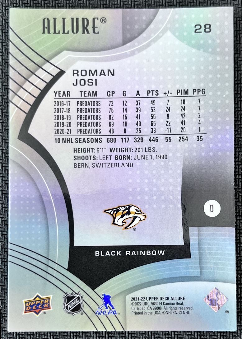 2021-22 Upper Deck Allure Roman Josi Nashville Predators #28