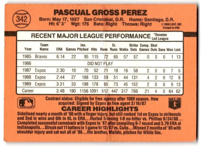 1990 Donruss Pascual Perez Montreal Expos #342