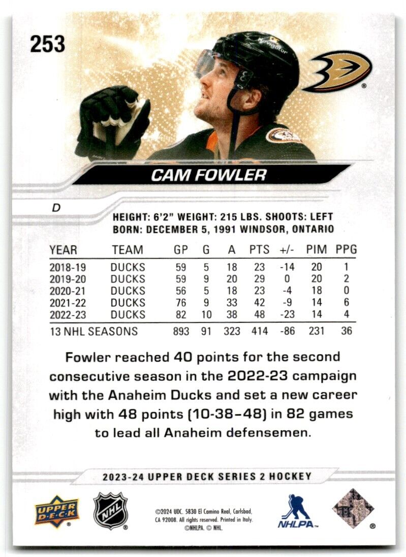 2023-24 Upper Deck Cam Fowler Anaheim Ducks #253