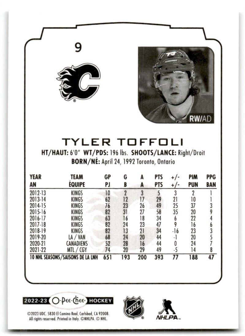 2022-23 O-Pee-Chee Tyler Toffoli Calgary Flames #9