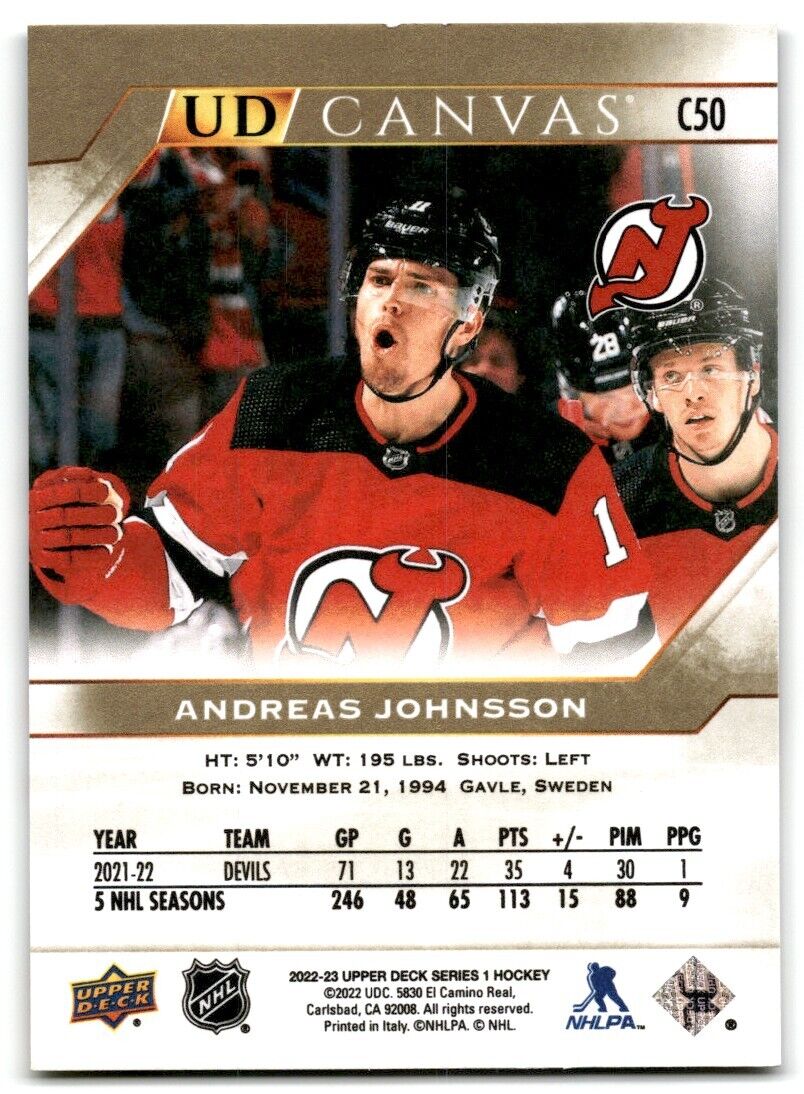 2022-23 Upper Deck UD Canvas Andreas Johnsson New Jersey Devils #C50