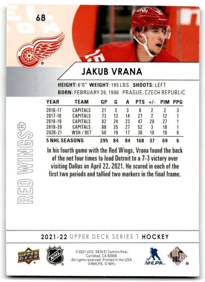 2021-22 Upper Deck Jakub Vrana Detroit Red Wings #68