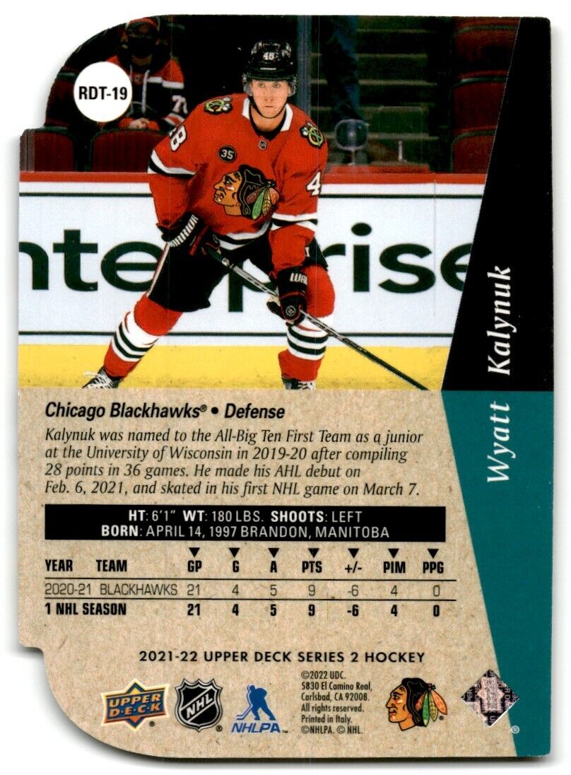 2021-22 Upper Deck Rookie Die-Cut Wyatt Kalynuk Rookie Chicago Blackhawks