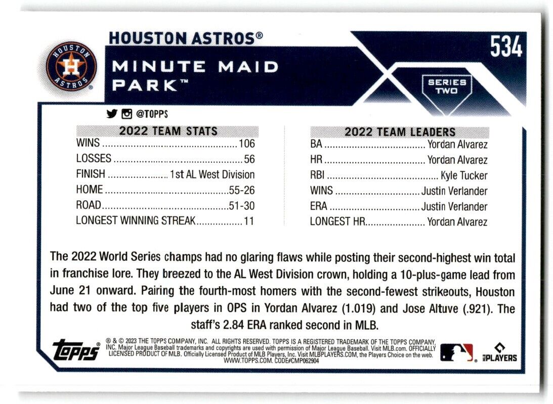 2023 Topps Houston Astros Houston Astros #534