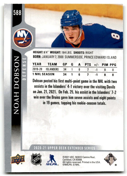 2020-21 Upper Deck Noah Dobson New York Islanders #588