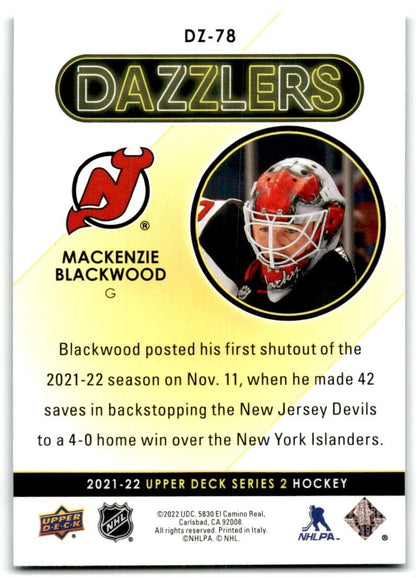 2021-22 Upper Deck Dazzlers Mackenzie Blackwood New Jersey Devils #DZ-78