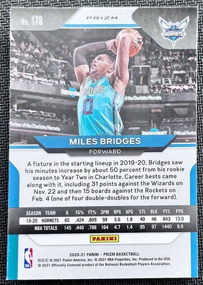 2020-21 Panini Prizm Green Miles Bridges Charlotte Hornets #178