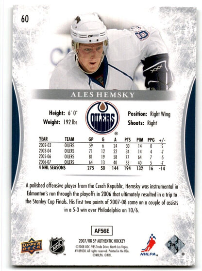 2007-08 SP Authentic Ales Hemsky Edmonton Oilers #60