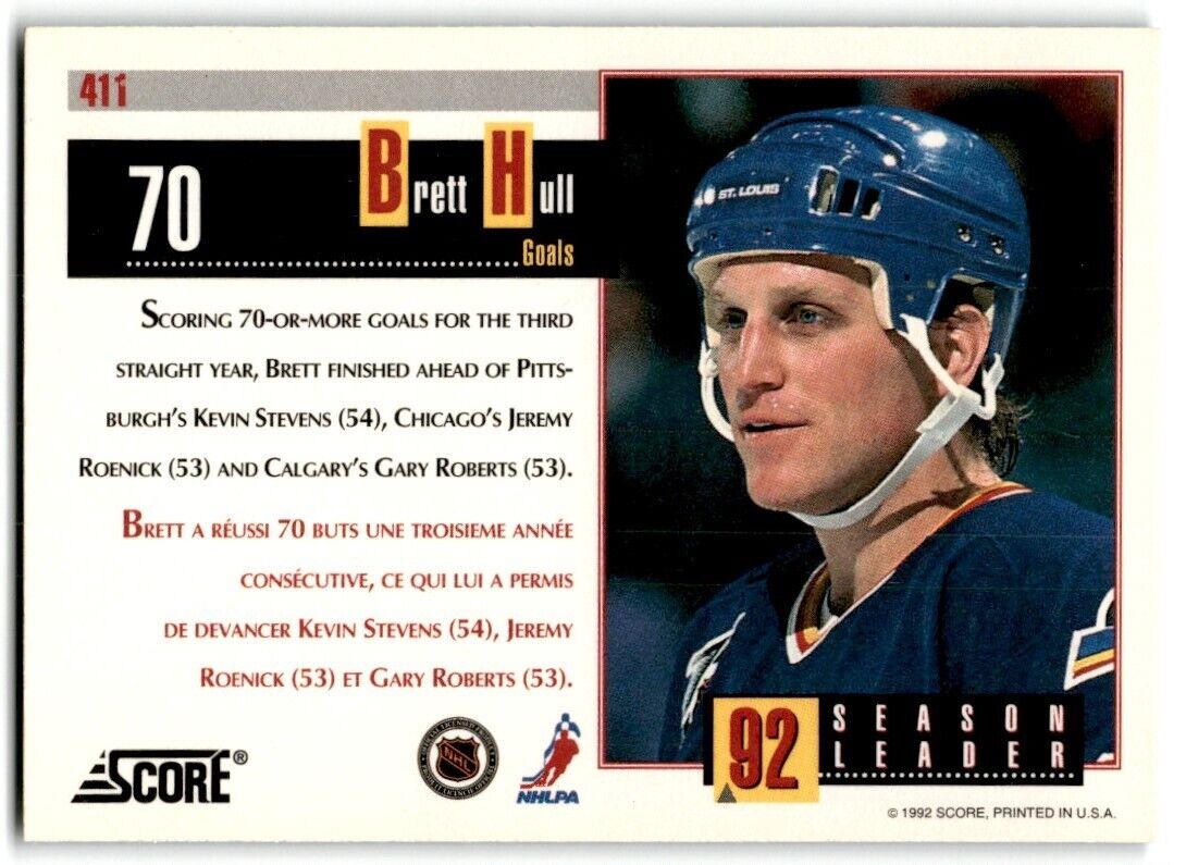 1992-93 Score Canadian Brett Hull St. Louis Blues #411