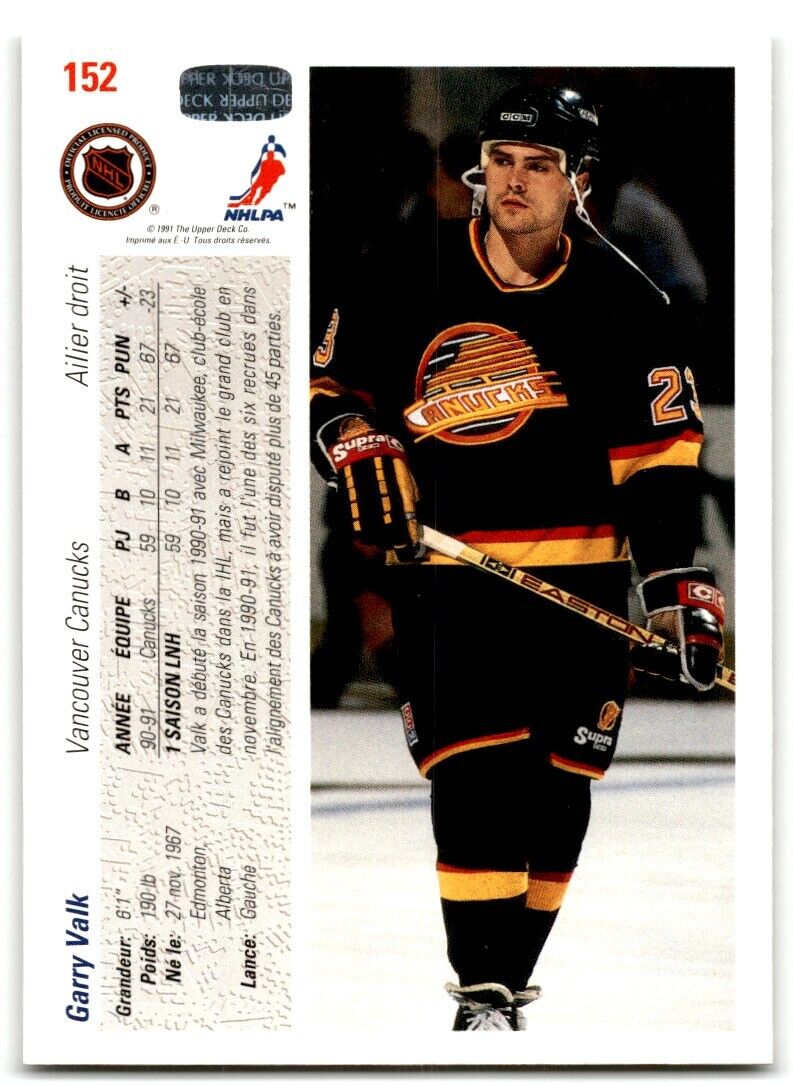 1991-92 Upper Deck French Garry Valk Vancouver Canucks #152