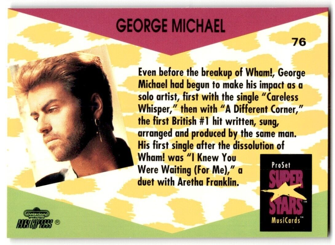 1991-92 ProSet Super Stars MusiCard George Michael #76