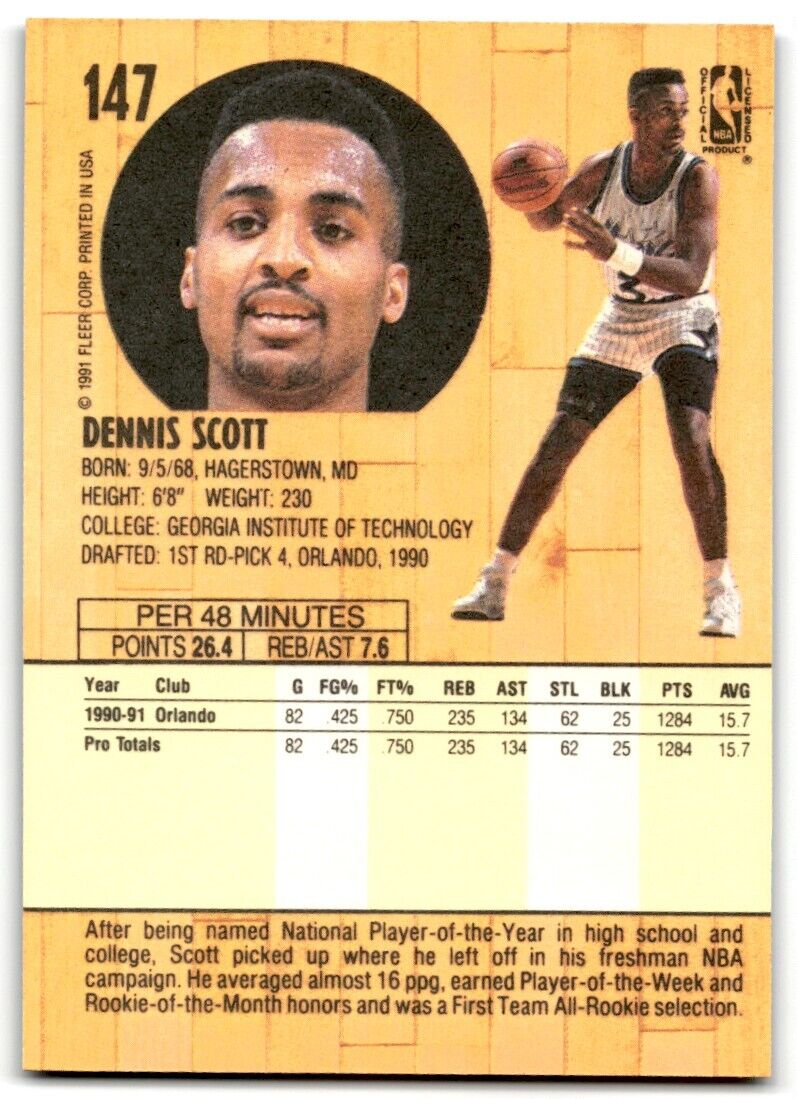 1991-92 Fleer Dennis Scott Orlando Magic #147