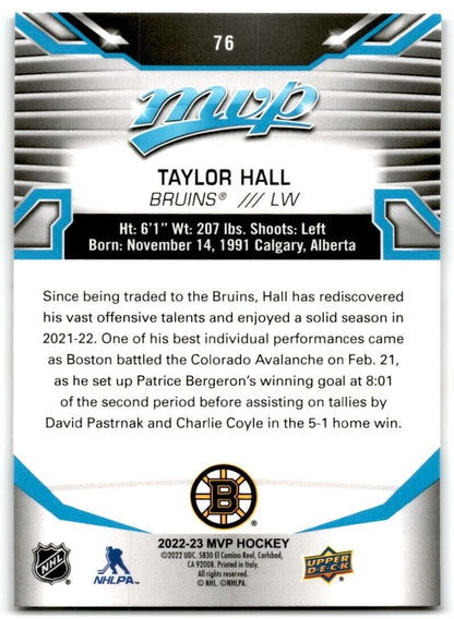 2022-23 Upper Deck MVP Taylor Hall Boston Bruins #76