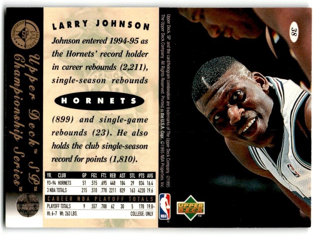 1995-96 SP Championship series 1995 Larry Johnson Charlotte Hornets #38