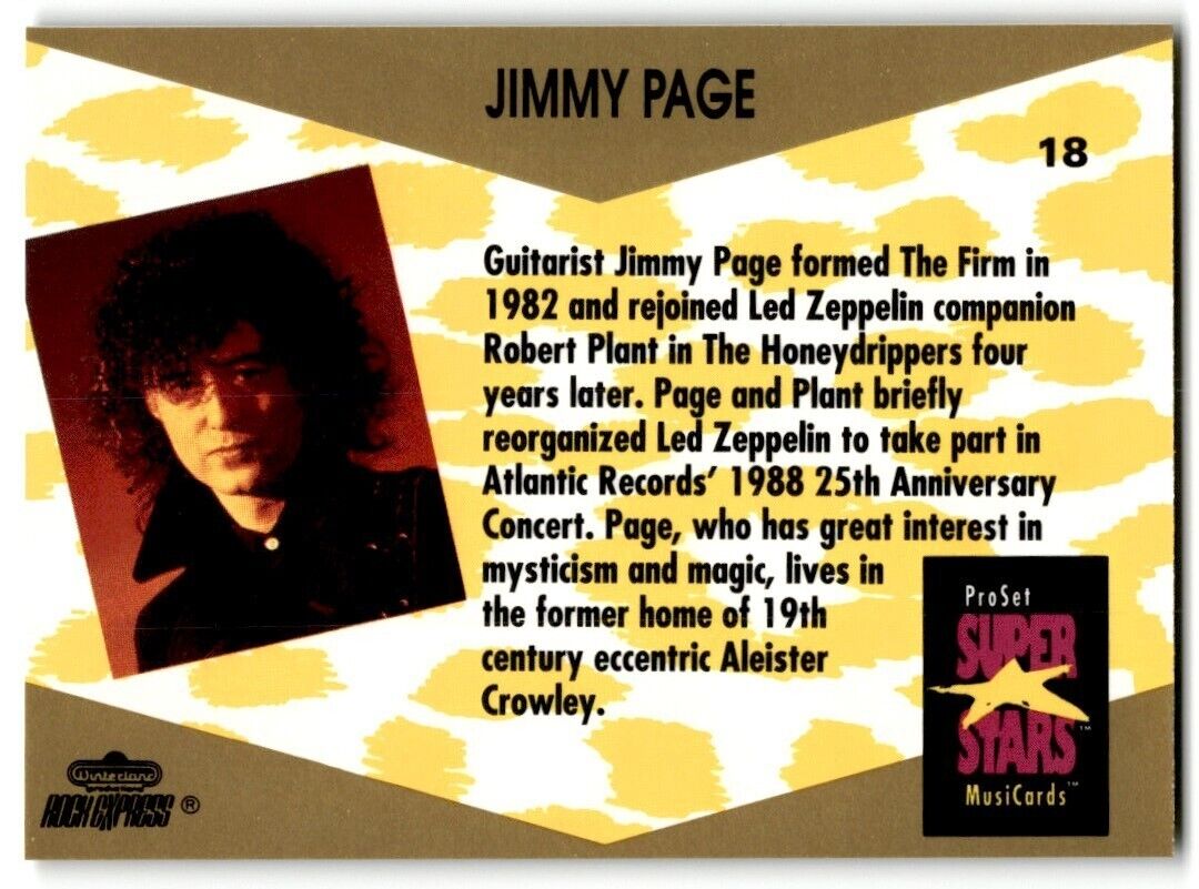 1991-92 ProSet Super Stars MusiCard Jimmy Page #18