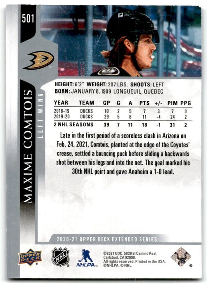 2020-21 Upper Deck Maxime Comtois Anaheim Ducks #501