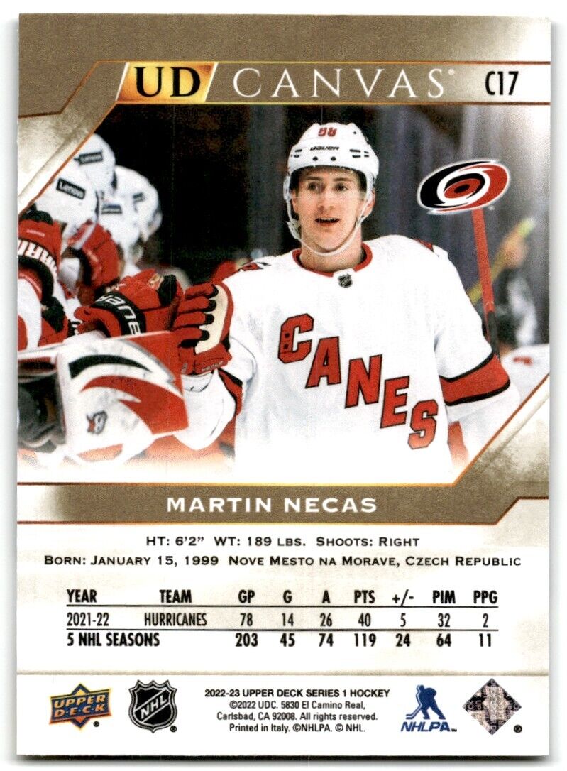 2022-23 Upper Deck UD Canvas Martin Necas Carolina Hurricanes #C17