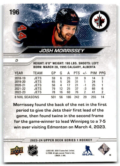 2023-24 Upper Deck Josh Morrissey Winnipeg Jets #196