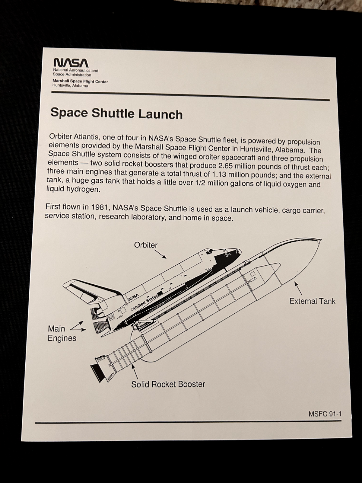 NASA Space Shuttle Orbiter Atlantis Launch artist litho 8X10