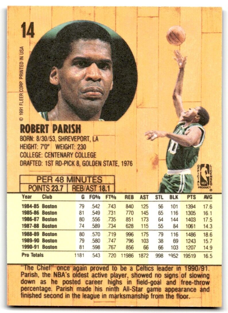 1991-92 Fleer Robert Parish Boston Celtics #14