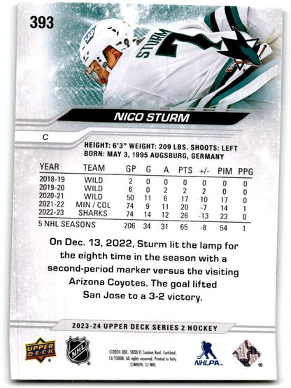 2023-24 Upper Deck Nico Sturm San Jose Sharks #393