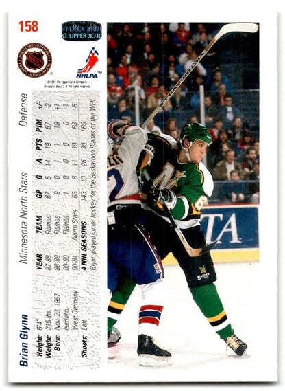 1991-92 Upper Deck Brian Glynn Rookie Minnesota North Stars #158