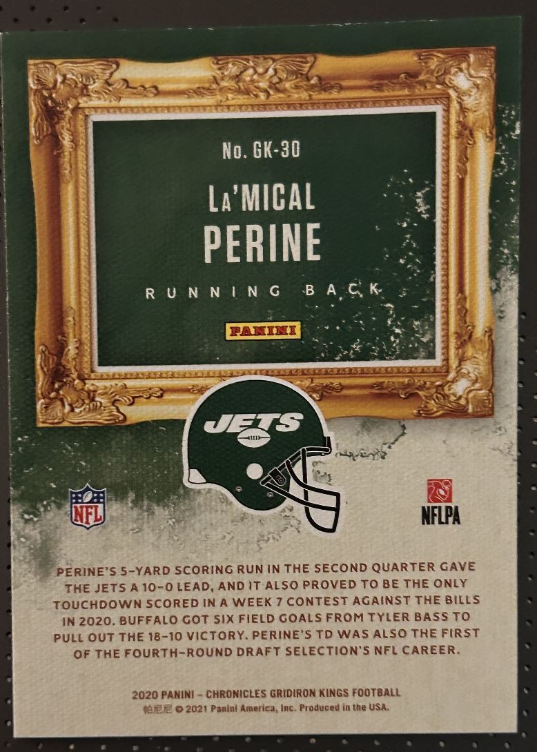 2020 Panini Chronicles Gridiron Kings La'Mical Perine Rookie New York Jets